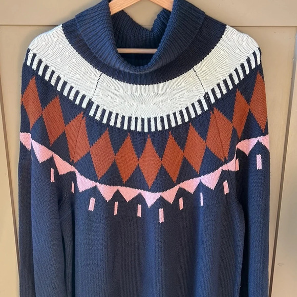 Free Assembly Fairisle Swetaer Dress. Navy/Cream. XXL - Picture 3 of 9